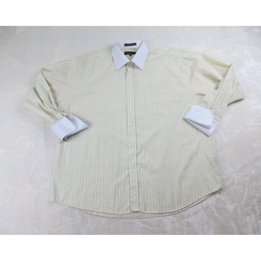 Kani Gold Shirt Mens Extra Large Yellow Striped Button‎ Up Long Sleeve